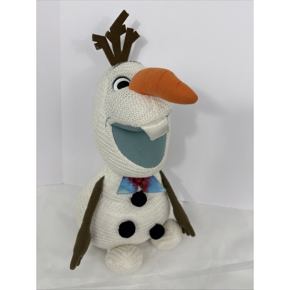 Disney Frozen Knit Olaf Plush Snowflake Sparkles Snowman 14" Stuffed Toy Doll